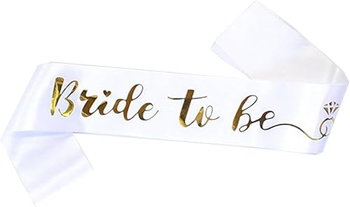 Bride to Be - Banda de satén blanco para despedida de soltera, con letras doradas, suministros de decoración, accesorios, boda, compromiso, fiesta