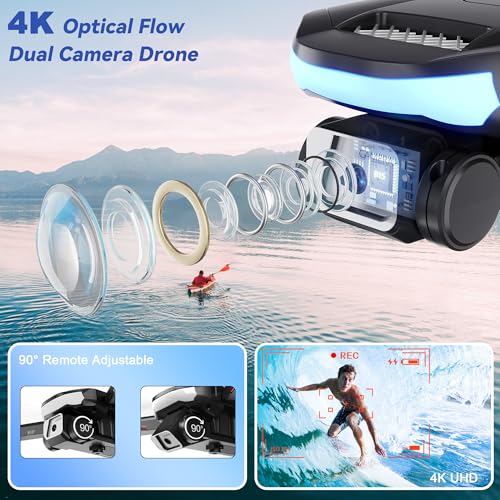 Wipkviey B15 Drone with Camera for Adults 4K, Foldable RC FPV Quadcopter with 2 Batteries, 30+ Mins Flight Time, 1650ft Long Range, Brushless Motor, Waypoint Fly, 3D Flip, Under 249g, for Adults & Beginners - Image 3
