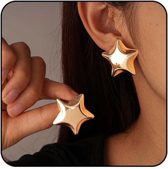 Big Star Earrings Studs Statement Earrings for Women Chunky Earrings Star Earrings Large Earrings Star Chunky Jewelry Star Accessories