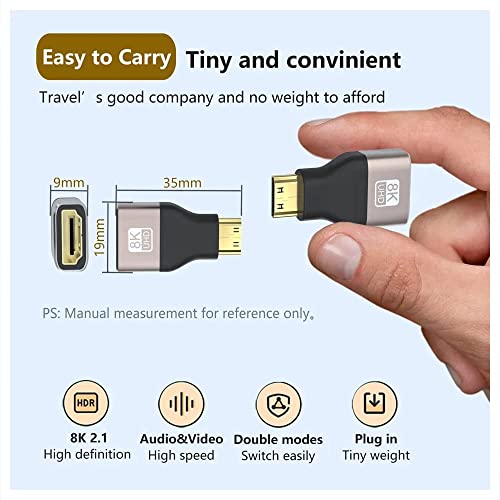 Image of Etzin 8K Mini HDMI Adapter 2.1 Mini HDMI Male to Standard HDMI Female Adapter Convertor Support 8K@60Hz, 4K@144Hz, 2K@240Hz (EPL-953CC)