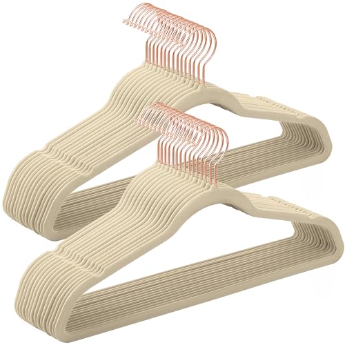 Perchas Ropa Terciopelo Beige Marca SONGMICS