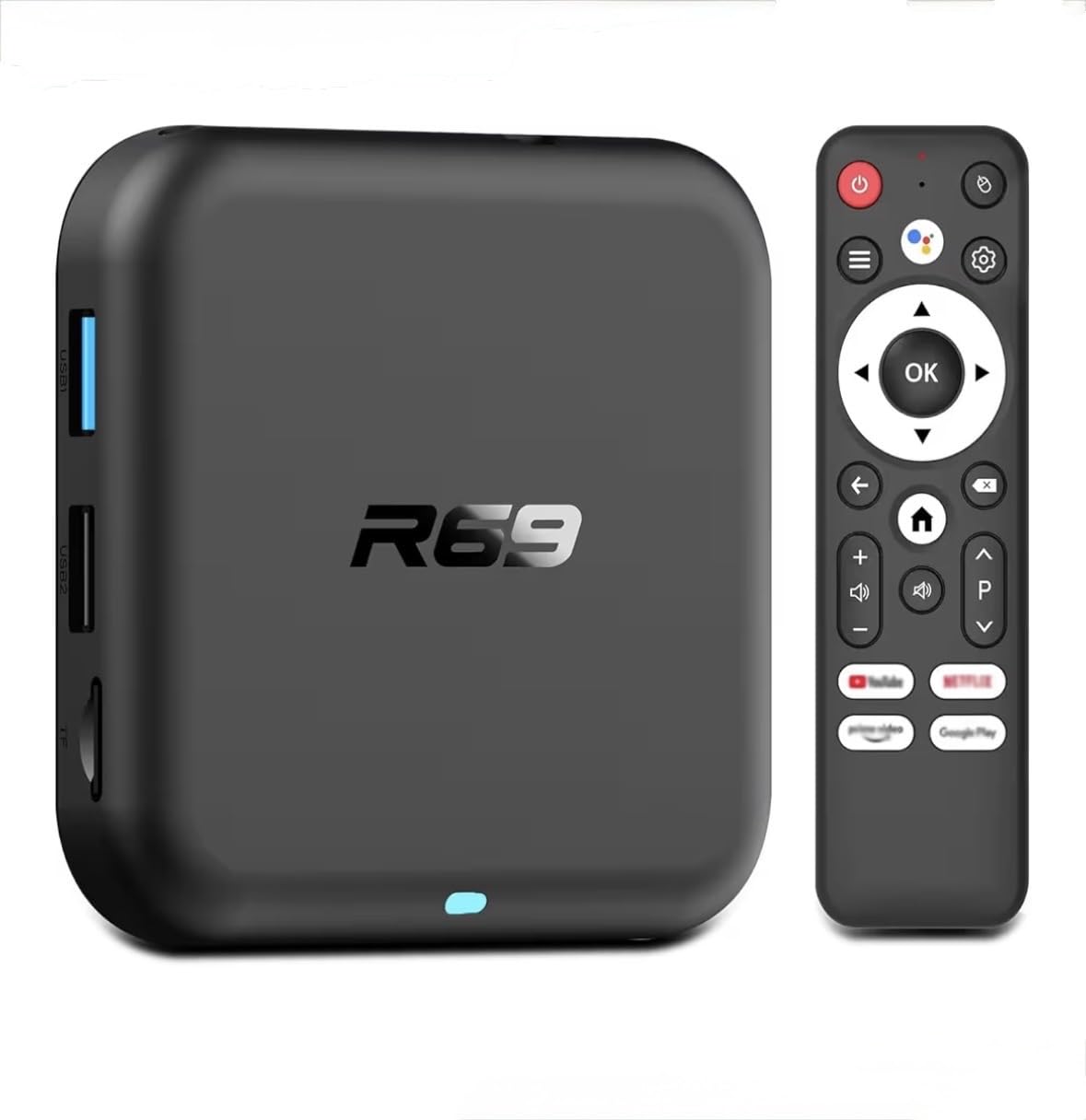 Android 14 TV Box R69-1 con RK3518 Quad-Core, 8GB RAM 128GB ROM, Supporto 4K UHD HDR10, WiFi 6, Bluetooth 5.0, Multi-Lingua Smart Streaming Media Player