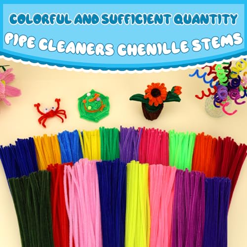Image of Hssugi 100PCS Pipe Cleaners, Teal Green Chenille Stems Craft Supplies | Pipe Cleaners Craft Supplies, Pipe Cleaners Bulk Fuzzy Sticks for DIY Art and Craft Projects Home Decoration