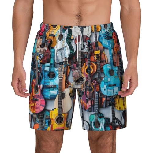Bañador de surf transpirable y de secado rápido para hombre con diseño de guitarras