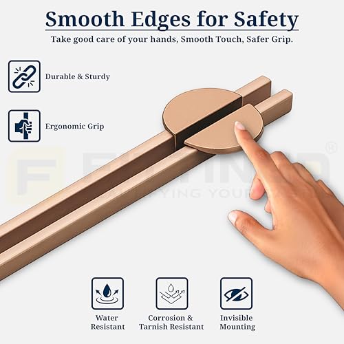 Image of Polo 63 cm Aluminum Wardrobe Handle /Rose Gold TT Finish /600mm Hole to Hole /Large Wardrobe Door Handle /Modern Interior for Home /Handle for Wardrobe - Pack of 1(Right)-| 3 Years Warranty |