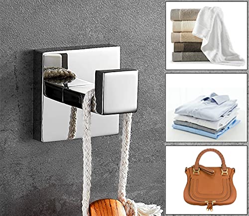 Towel Hooks For Bathrooms Polish Chrome Stainless Steel 304 Robe And Coat Hook Modern Square Heavy Duty Wall Mount Clothes Hook 2 Of Pack… (Chrome) #TOP4