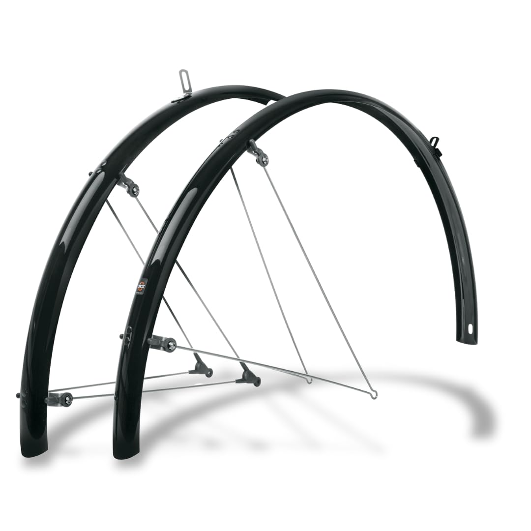 SKS GERMANY BLUEMELS Basic 28" 35MM Black Set Schutzblech-Set, Fahrradzubehör (aus robuster Sandwich-Konstruktion, ASR-Sicherheitssystem, V-Streben mit Festbrücken für Flexible Anpassung), schwarz