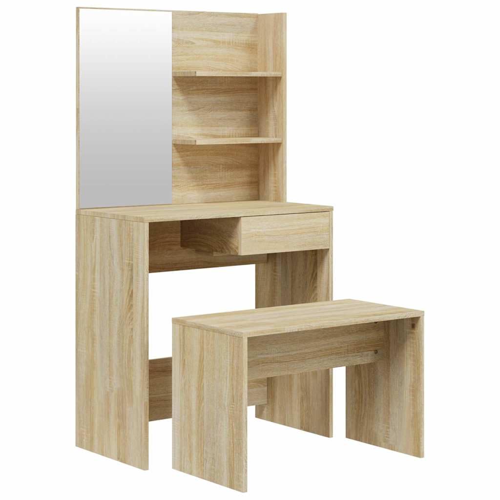 Schminktisch-Set Sonoma-Eiche 74,5x40x141 cm Holzwerkstoff Schlafzimmer Stabil