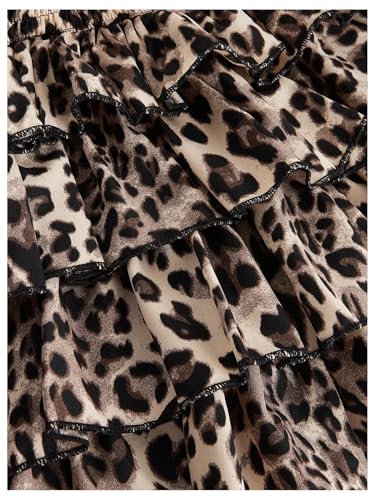 Floerns Women's Plus Size Y2k Cheetah Skirts High Waisted Ruffle Hem Layered Mini Skirt3