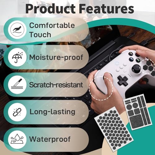 8 Pcs Cell Phone Grip Tapes Stickers - Anti-Slip Finger Grip Stickers Decal Pre-Cut Rubberized Adhesive Tape Grip for Phones, Mouse, Game Controllers, Tools and More