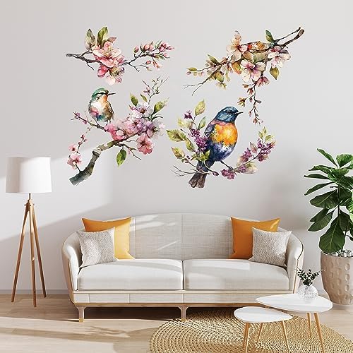 1 PC/ Set Flower Wall Decals Floral Vine Wall Stickers For Bedroom Living Room, Pink Rose Wall Decor Removable Wall Art Murals Wall Decoration For Nursery Home Decoration | SHEIN A - View #3
