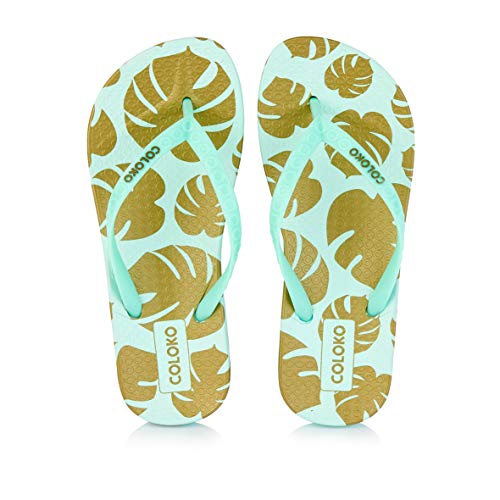 Tongs anatomiques motif feuilles Coloko Ixora pointure 38 vert