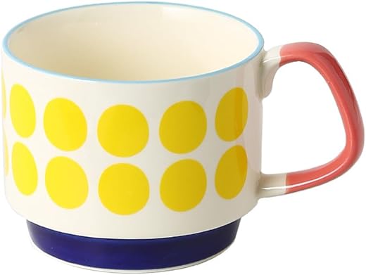 Spooky Japanese Retro Ceramic Coffee Mug – 300ml Printed Stackable Cup with Handle – Creative Ins-Style Ear-Hanging Design...
