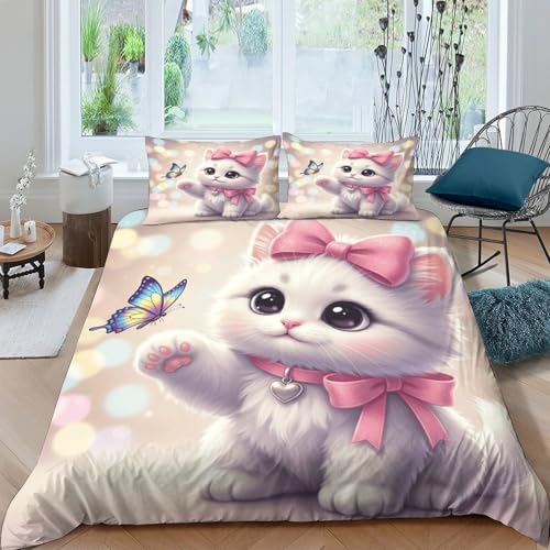 Housse de couette chaton 200x200 parure de lit microfibre double - 4