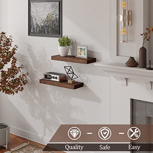 Bamfox Floating Wall Shelf Set Of 2,Natural Bamboo Wall Decor Storage Shelf，Wall Mount Display Rack For Bedroom, Living Room, Bathroom, Kitchen, Office And More #TOP3