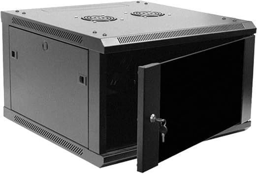 6U Steel Wall Mount Cabinet,19" Wide Server Equipment Rack, Built in 1U Shelf & Cooling Fan, 20" Equipment depth6U