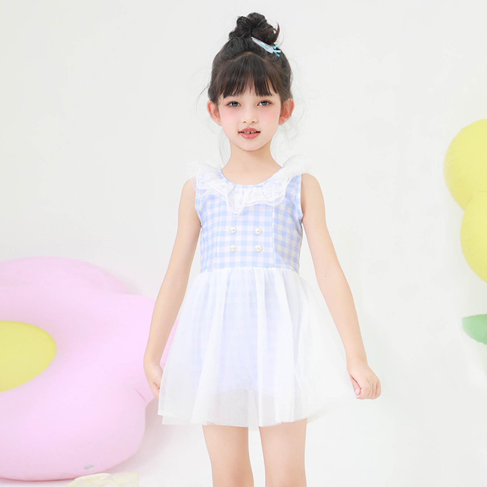 Bañador Tankini de dos piezas para niñas con bonito estampado floral, bañador Rashguard para verano y playa para niños pequeños