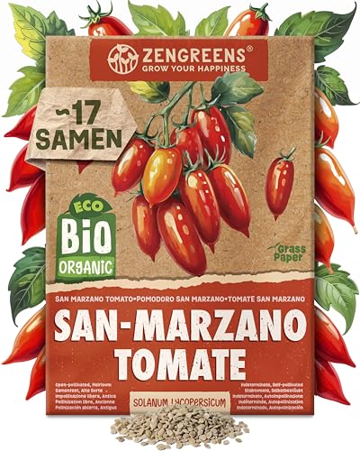 ZenGreens - Bio San-Marzano-Tomate Samen - San-Marzano-Tomatesamen - Gemüsesamen für den einfachen Anbau im Garten Balkon oder Hochbeet - Gemüse Saatgut