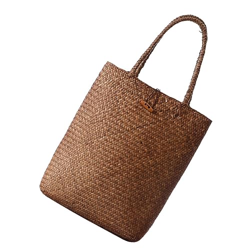 TOPPERFUN Bolso De Mano De Paja Natural Grande 23.6 Pulgadas Bolso De Playa Cuadrado Tejido a Mano Para Mujer Y Niña Bolsos De Verano Para Uso Diario Y Vacaciones