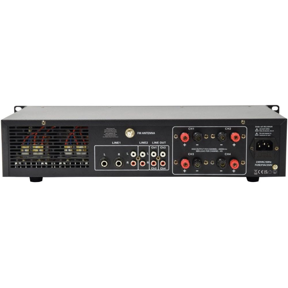 Adastra Podwójny wzmacniacz stereo z Bluetooth i odtwarzaczem multimedialnym 4 x 200 W