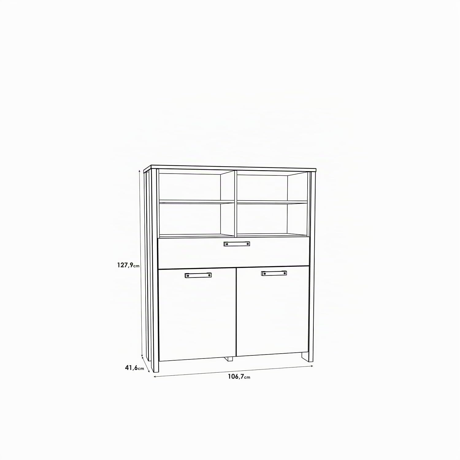 FORTE Clif Kommode mit 2 Türen und 1 Schublade, Holzwerkstoff, Old Wood Vintage/Betonoptik dunkelgrau, 106.7 x 127.9 x 41.6 cm