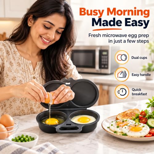 Image of Microwave Egg Cooker Dual Cup Boiled Egg Maker Kitchen Tool
