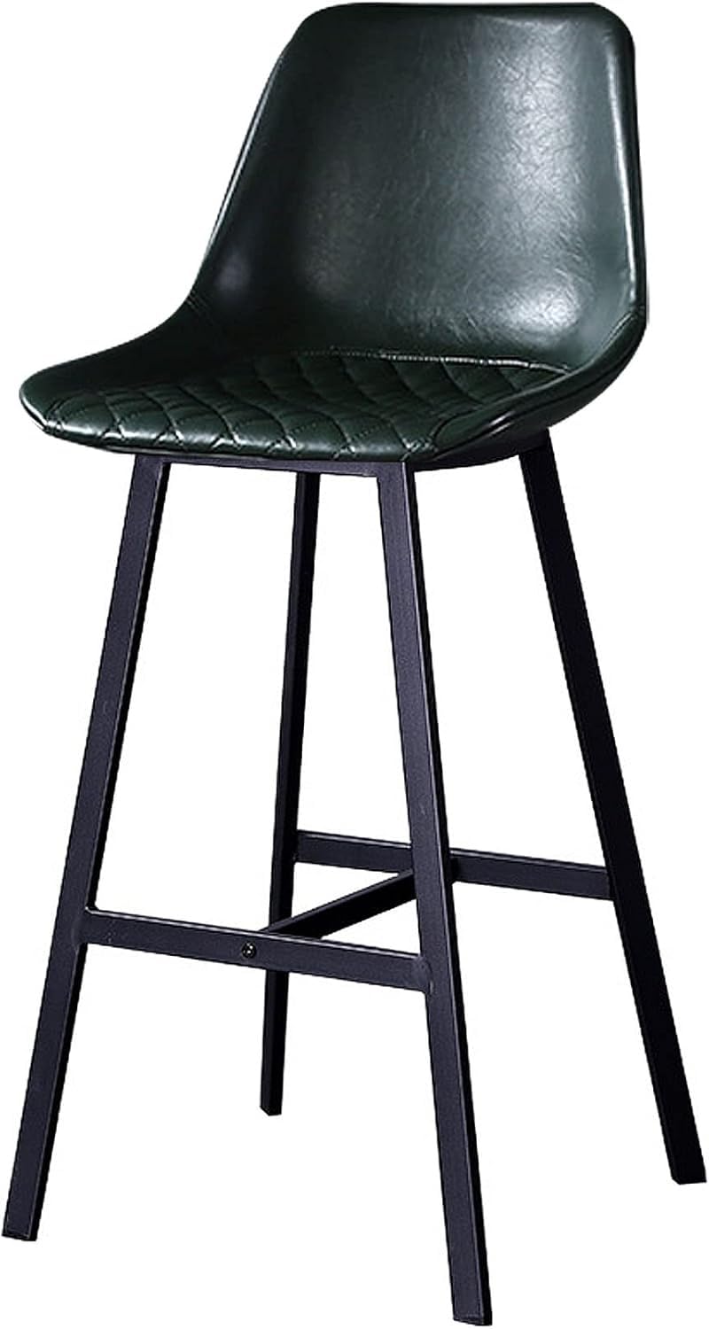 Tabourets de Bar élégants en Similicuir Vert avec Dossier - Chaises de comptoir pour îlot de Cuisine et Coin Repas (76 cm, 1 pièce) - Design Moderne et Confort
