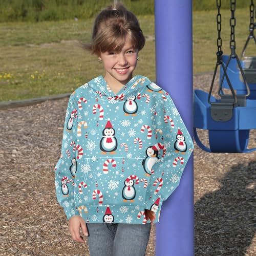 Kids Hoodies Sweaters Christmas Xmas Penguin Hooded Sweatshirts with Big Pockets for Boys Girls B04004344