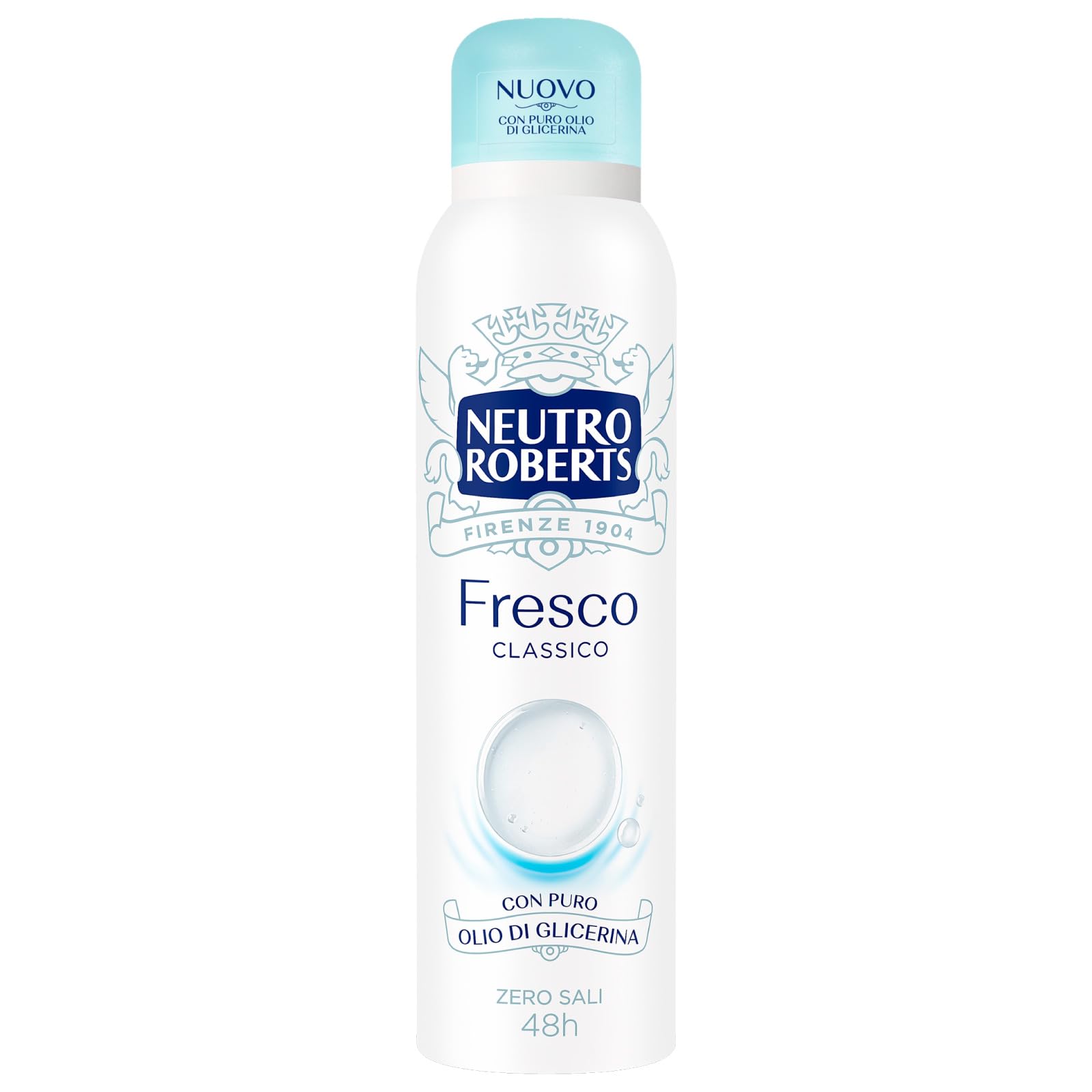 Neutro Roberts Deodorante Spray Fresco Blu Classico Deo 48h Senza Sali di Alluminio per la Naturale Traspirazione della Pelle Formula Senza Polveri Non Lascia Macchie sui Vestiti - 8 Flaconi da 150ml