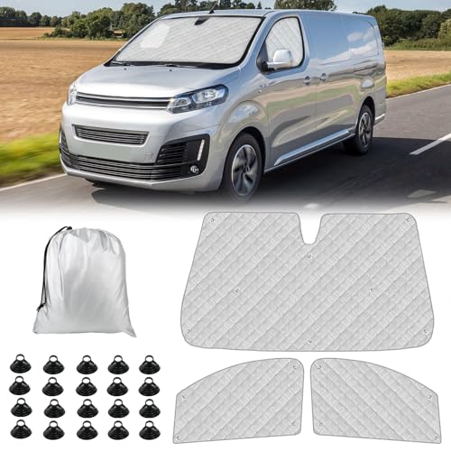 3PCS Technology Thermomatte Ersatz für Citroen Jumpy 2016-2024, für Vivaro 2019-2024, Aluminiumumfolie Faltbar Sonnenblende Sonnenschutz Fahrerhaus Frontscheibe Abdeckung