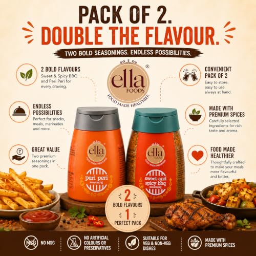 Image of Ella Foods Sweet and Spicy BBQ + Peri Peri Seasoning (Pack of 2 x 100 Gm)