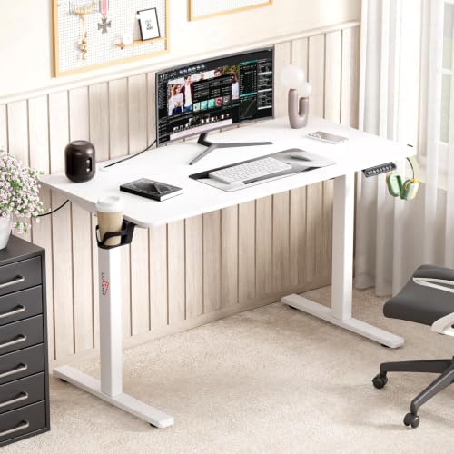 Image of Lukzer Electric Height Adjustable Table with 3 Memory Preset Controller Ergonomic Office Work & Home-Sit Stand Gaming & Study Desk (EST-003 /White & White /1200 x 600 mm) DIY with 3-Year Warranty