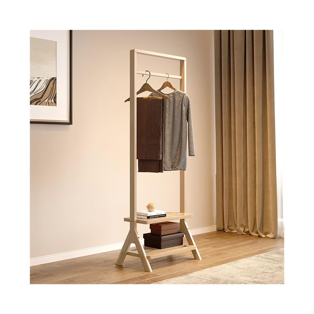 Dh2yjnbf3 Standing Hanger Floor Bedroom Nordic Full Solid Wood Coat Rack Living Room Chinese Style Homestay Storage Shoe Hallway(Wood Color,Medium)