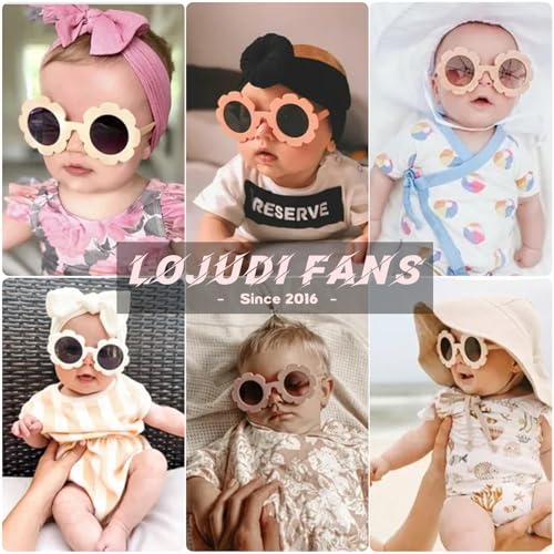 LOJUDI Sonnenbrille Baby Polarisierte mit Riemen Verstellbar Blume Silikonrahmen Baby Sonnenbrille UV400 Schutz für 0-24 Monate-Rosa/Braun