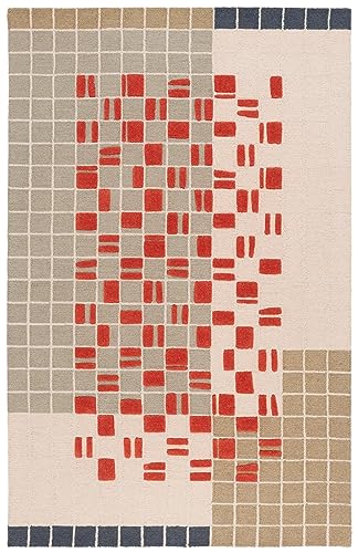 Tapete decorativo rectangular 4 x 6 pies gris rojo miniatura 3