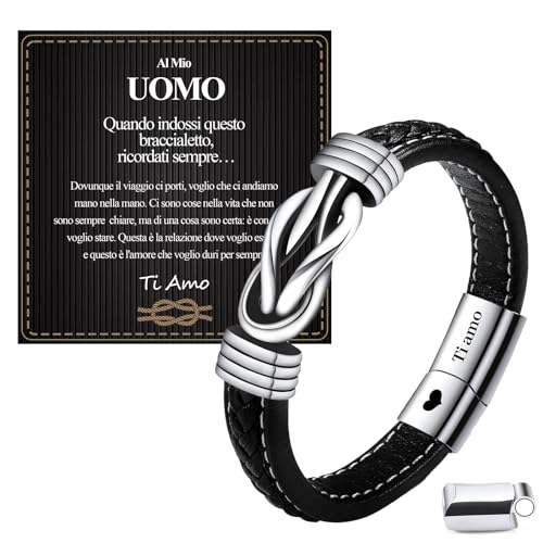 BOCHOI San Valentino per Lui Bracciale In Pelle Nera Regali