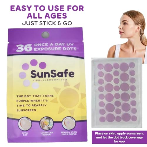 Image of Pro White Sun Safe UV Dots - Water-Resistant Sunblock Stickers Protect Skin with SPF 30 Coverage- Track Sun Exposure with Easy-to-Use Sunscreen Dot- Ideal for Kids, Beach Days & Outdoor Fun