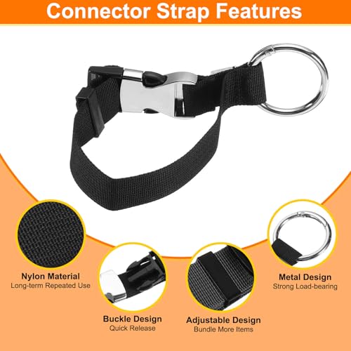 Image of HARFINGTON 2pcs Luggage Straps Jacket Clips Strap Nylon Adjustable Suitcase Belt Baggage Backpack Connector Travel Accessories with Metal Buckle for Extra Bags Travel Attachment, Black Gray