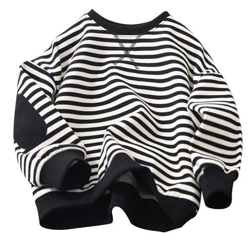 Oversized Girls Striped Sweatshirts Crewneck Drop Shoulder Long Sleeve Sweaters Vintage Casual Fall Y2k Pullover Tops