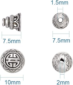 Craftdady Set Di 20 Perline Guru Con Foro A T Tibentan A 3 Fori, Perline Per Preghiera