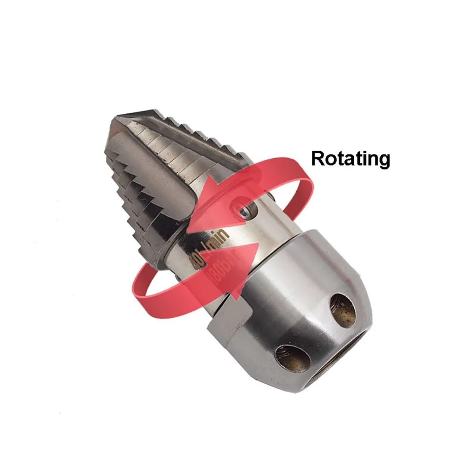 Boquilla rotativa jetter, cabezal inox de alta presión | Boquilla rotativa para limpiar lodo y desagües, acero inoxidable, 50-300 bar, rosca 1/2(1l2 female170LPM)