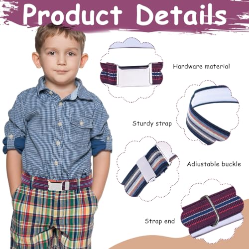 Image of GUSTAVE 2pcs Belt for Kids, Stretchy Kids Belt for Boys Girls, Fashion Adjustable Waist Belts, Elastic Silver Buckle Child Toddler Belts