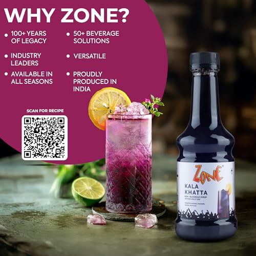 Image of Zone Kala Khatta syrup 300ml | Nostalgic Tanginess with a Modern Twist | Ideal for Mocktails, Cocktails, Lemonades, Iced Teas & More | 35+ Flavours