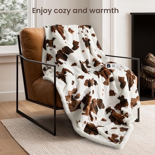 Image of Heated Blanket Throw Blanket - Fast Heating Electric Blanket, Soft Flannel Heated Throw with 4 Time Settings,10 Heating Settings, Warm Gifts for Women & Mom & Grandma