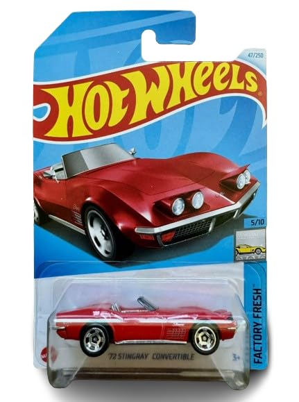 Hot Wheels Factory Fresh 1:64 Scale Die-Cast Vehicle ('72 Stingray Convertible Red 5/10), HTD09