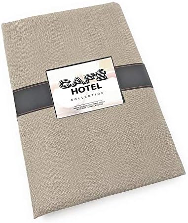Cafe Hotel Linen Look Solid Color Heavy 4 Gauge Vinyl Flannel Backed Tablecloth, Indoor/Outdoor Wipe Clean Tablecloth, 52 Inch x 70 Inch Oblong/Rectangle, Sand