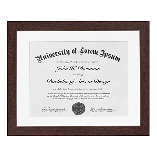 Americanflat Cadre pour diplôme 11 x 14 en acajou - Affichage 8,5 x 11 avec tapis et 11 x 14 sans tapis - Bois composite avec verre incassable - Formats horizontaux et verticaux pour mur Cover
