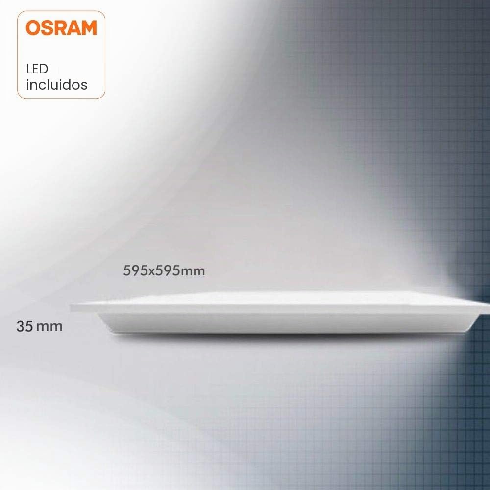 FactorLED Pack x10 Panel LED Slim 60x60cm 48W, Premium Line, NO FLICK, 5280 lúmenes, Drivers Multivatios, Paneles Backlit, IP20, Luz Natural 4000K