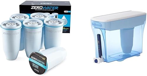 ZeroWater - Paquete para principiantes, dispensador de 23 tazas de capacidad y paquete de 6 filtros de repuesto