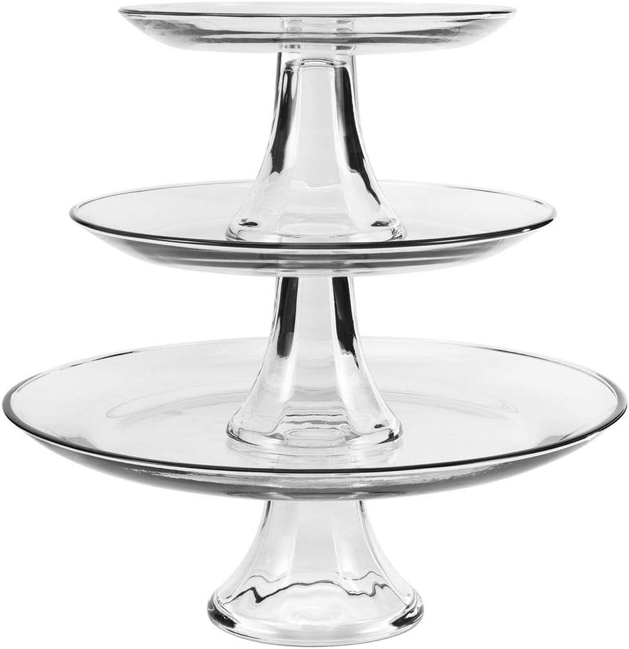 Anchor Hocking Etagere of Glass Presence Serve Platter, White, 33 x 33 x 12 cm